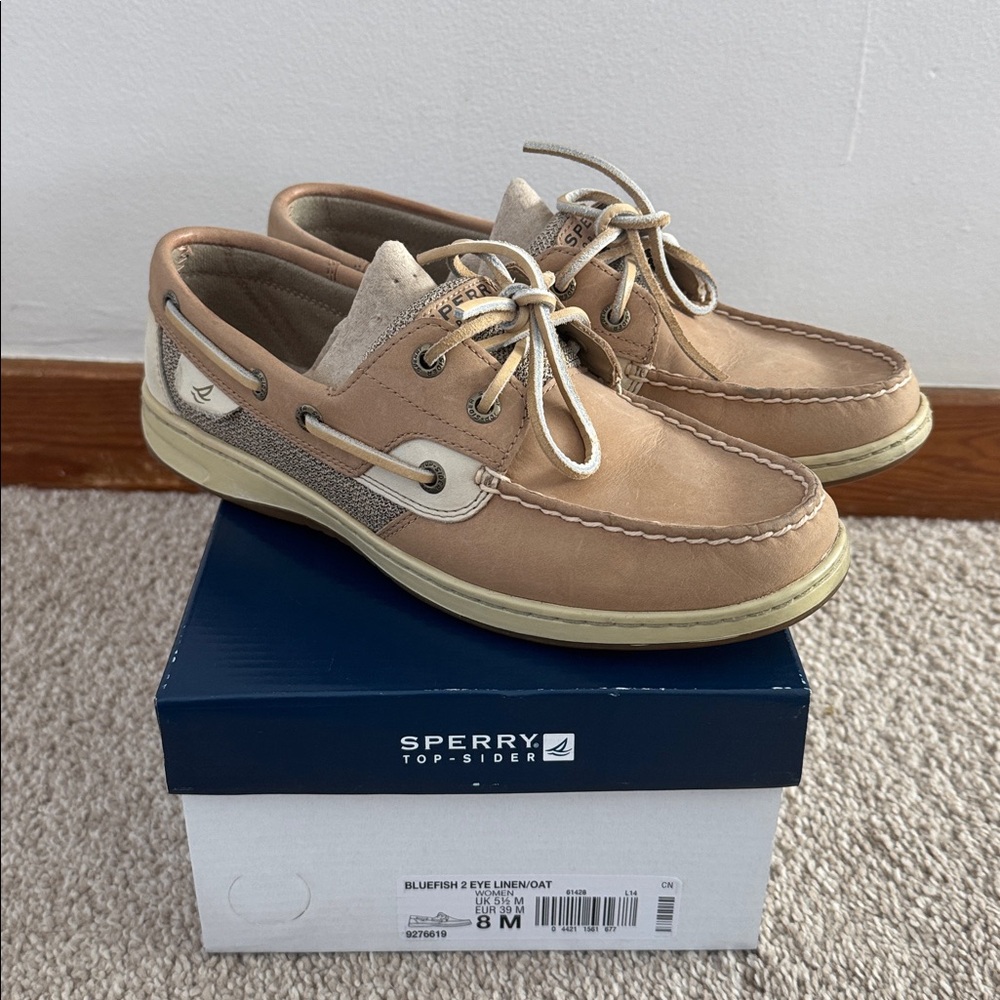 Women’s Sperry Top-Sider Bluefish 2 Eye Linen/Oat, Size 8M